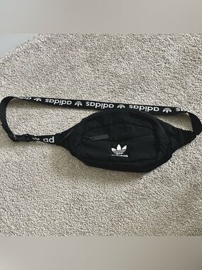 adidas Black Trefoil Belt Bag with Logo Strap